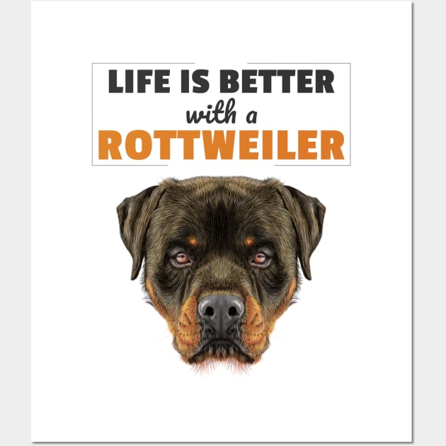 Life Is Better With a Rottweiler Wall Art by ThreadsMonkey